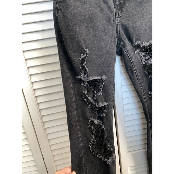 AEO Curvy High Rise Jeggings Jeans Gray Black Stretch Distressing size 2 - Picture 4 of 12